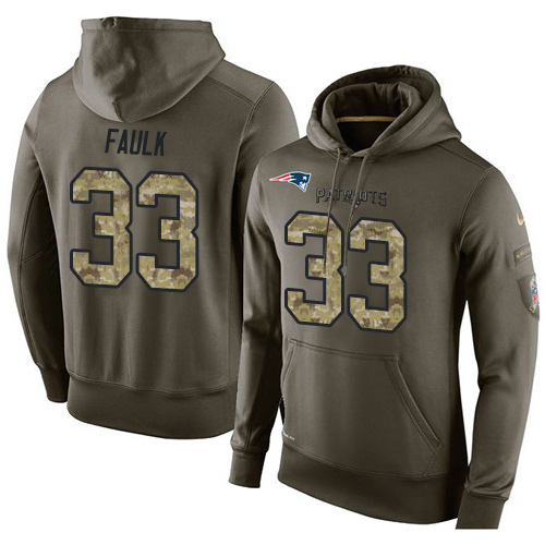 NFL Nike New England Patriots #33 Kevin Faulk Green Salute To Service Men's Pullover Hoodie